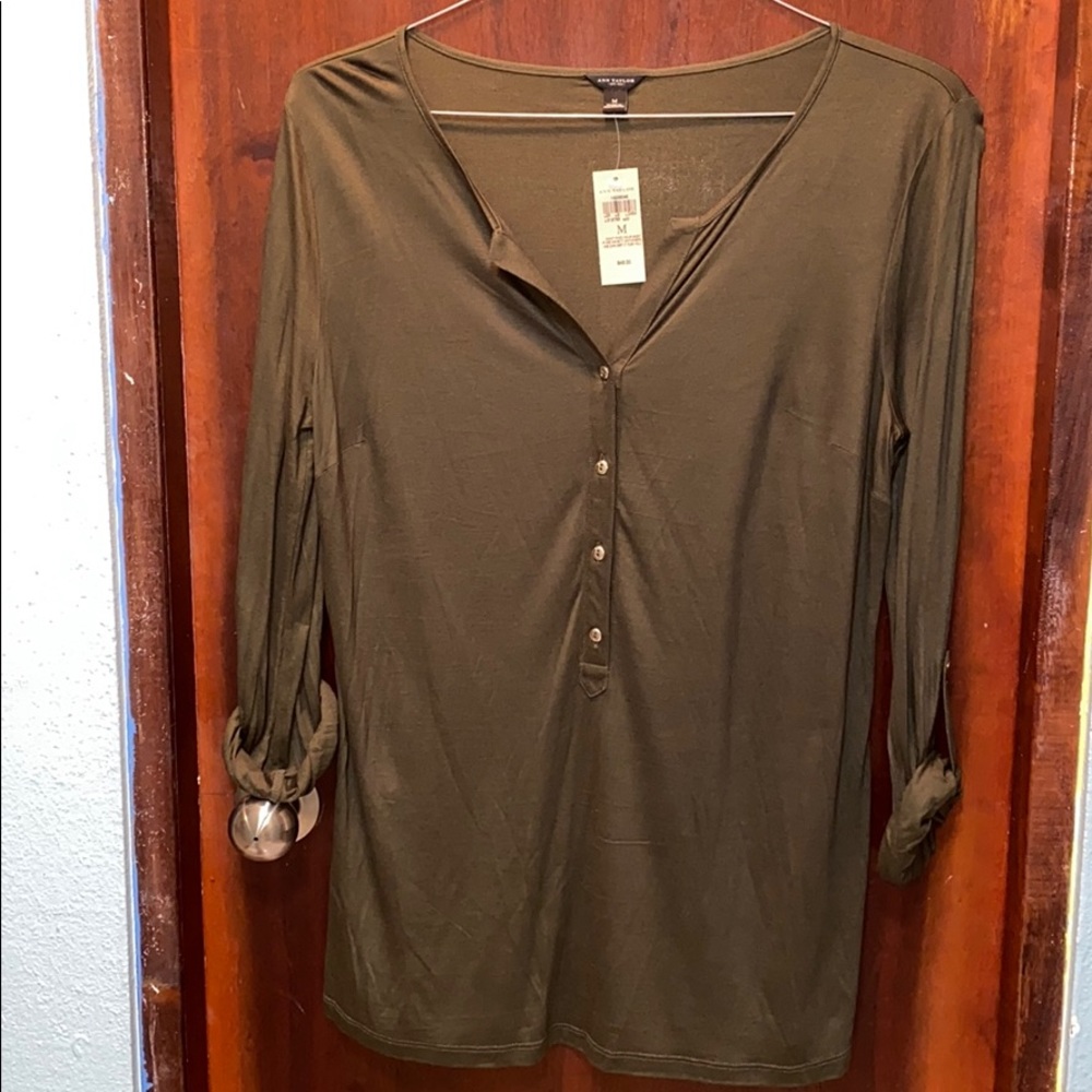 Ann Taylor Olive Shirt Sz Medium